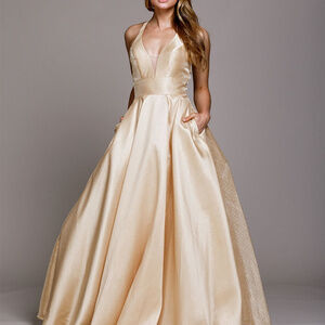 Gold A-Line Evening Long Dress ac926